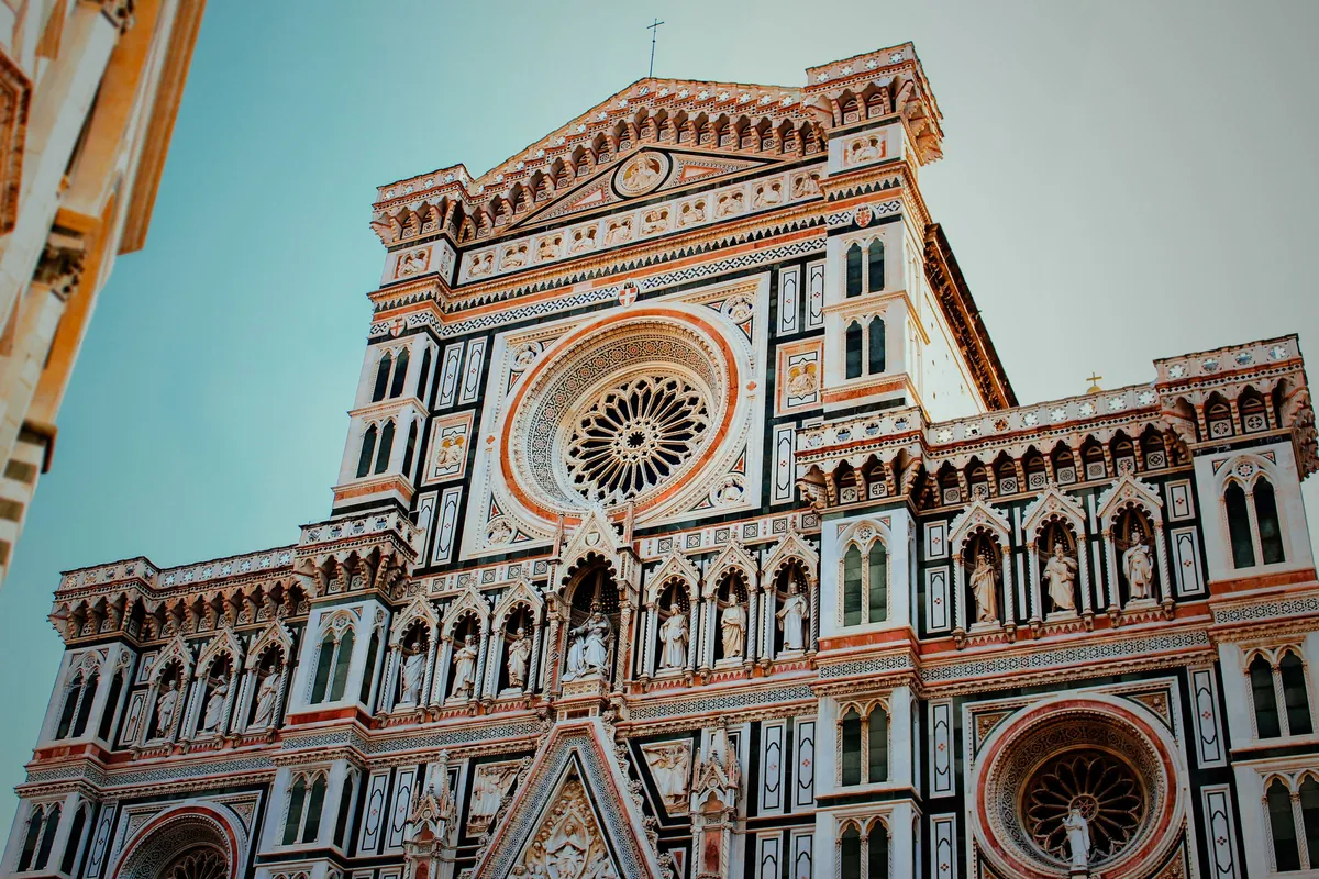 The marble facade of the cathedral