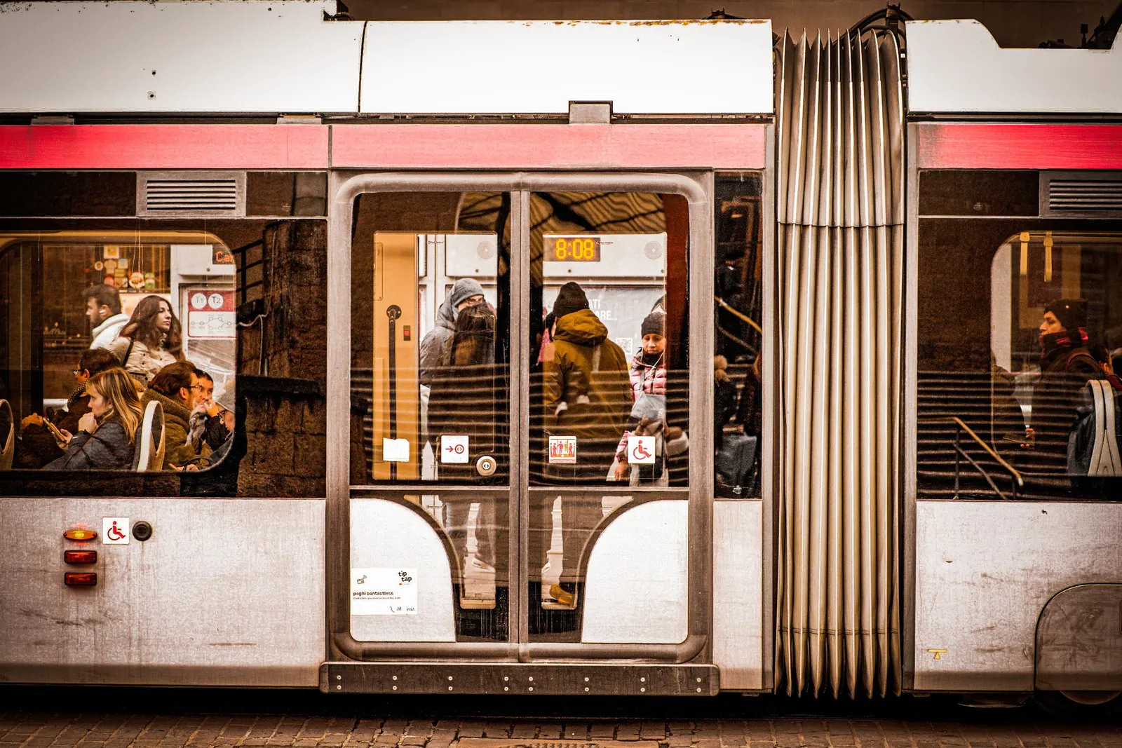 Inside a Florence tram