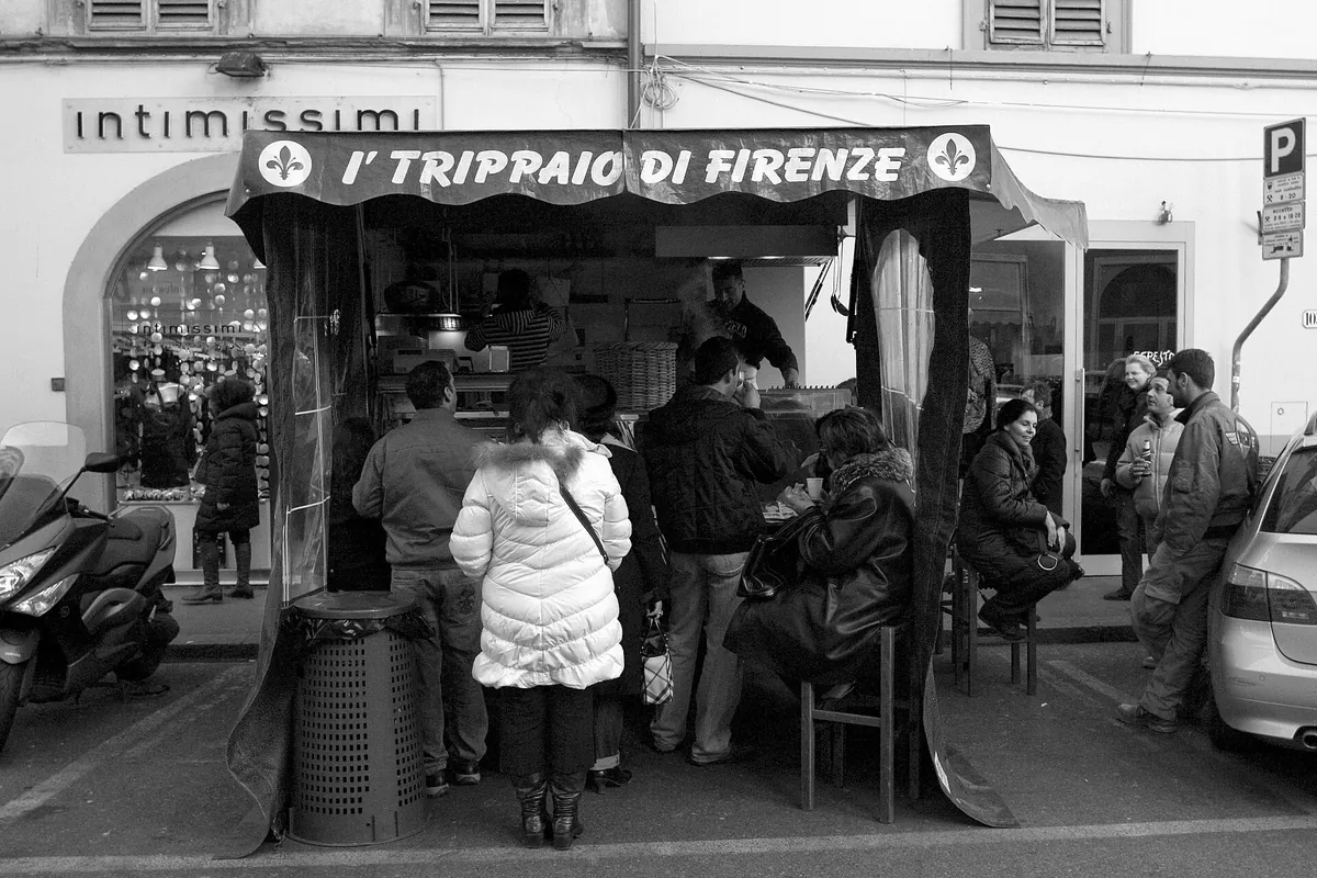 A lampredotto stall in Via Gioberti, Florence