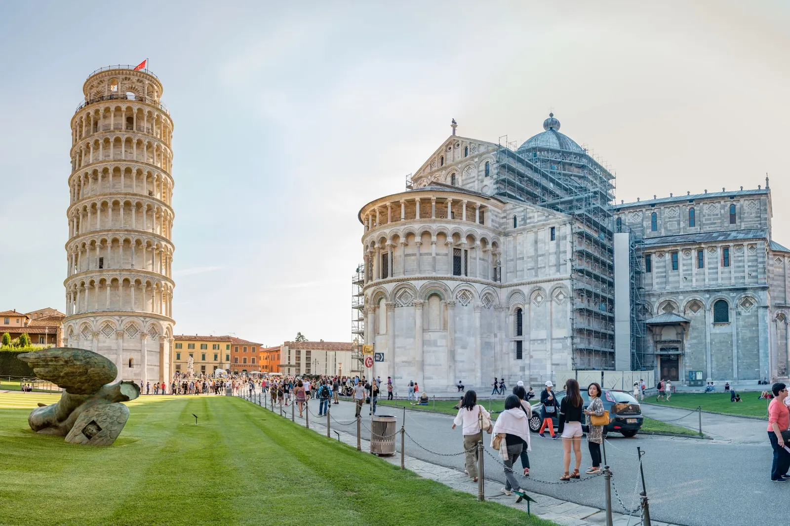 The Leaning Tower and cathedral in Pisa's Piazza dei Miracoli